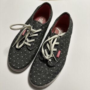 Vans Atwood Shoes Women's Sz 6 Gray Polka Dot/Pink Trim Low Top Canvas Lace- up